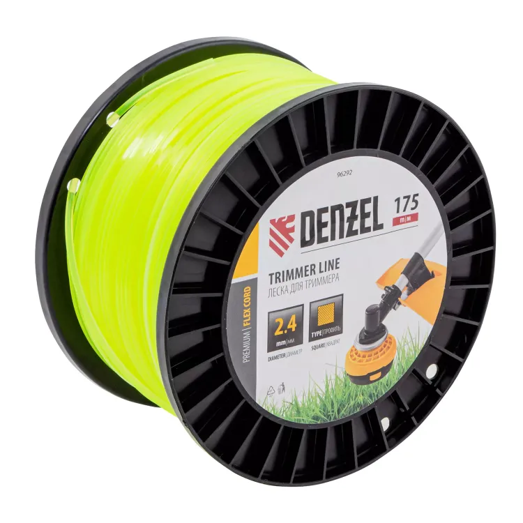 Леска для триммера квадрат Denzel, 2,4мм х 175м, на DIN катушке FLEX CORD, 96292 купить в Ноябрьске