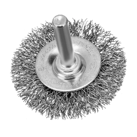 Набор щеток для дрели, 1 Плоская 50мм, 2 Чашки 25-50мм, шпилька, нерж. вит. проволока Denzel 74491 купить в Ноябрьске