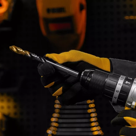 Сверло спиральное по металлу Denzel, 11 x 142мм, Р6М5, Golden Tip, многогранная заточка, 718286 купить в Ноябрьске