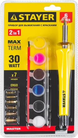 Прибор STAYER &quot;MASTER&quot; для выжигания с набором насадок 7шт и красками 45220 купить в Ноябрьске