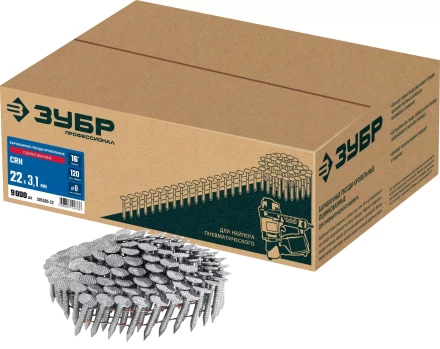 ЗУБР CRN 22 х 3.1 мм, барабанные гвозди кровельные оцинкованные, 9000 шт (305385-22) купить в Ноябрьске