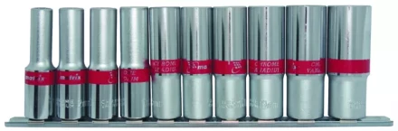 Набор удлиненных торцевых головок 1/2&quot;,  6-ти гр., CrV, 10шт., 10-22мм Matrix 13590 купить в Ноябрьске