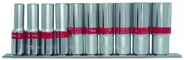 Набор удлиненных торцевых головок 1/2",  6-ти гр., CrV, 10шт., 10-22мм Matrix 13590 купить в Ноябрьске
