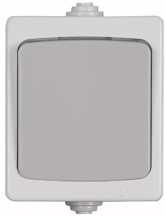Выключатель СВЕТОЗАР &quot;АВРОРА&quot; проходной, одноклавишный, IP44, цвет серо-белый, 10А/~250В SV-54340-W купить в Ноябрьске