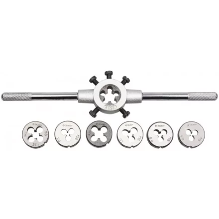 Набор ЗУБР &quot;МАСТЕР&quot; с металлорежущим инструментом, плашки М3-М12, плашкодержатель, - на карточке, 8 предметов 28128-H8 купить в Ноябрьске