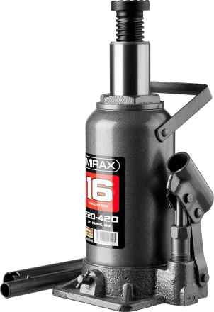 Домкрат гидравлический бутылочный, 16т, 220-420 мм, MIRAX 43260-16 43260-16 купить в Ноябрьске
