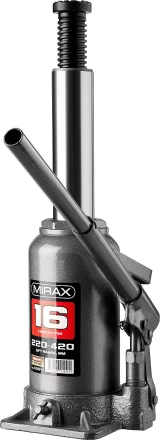 Домкрат гидравлический бутылочный, 16т, 220-420 мм, MIRAX 43260-16 43260-16 купить в Ноябрьске