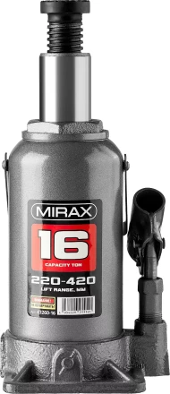 Домкрат гидравлический бутылочный, 16т, 220-420 мм, MIRAX 43260-16 43260-16 купить в Ноябрьске