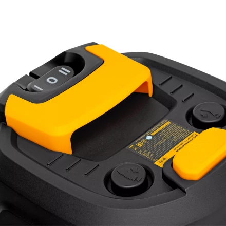 Пылесос строительный RVC20, 1400 Вт, бак 20 л, шланг 3 м, розетка с автосинхр. Denzel 28202 купить в Ноябрьске