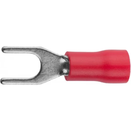 Наконечник СВЕТОЗАР для кабеля,изолированный,с вилкой,красный,вн. d 4,3мм,под болт 6мм,провод 0,5-1,5мм2,19А,10шт 49420-15 купить в Ноябрьске