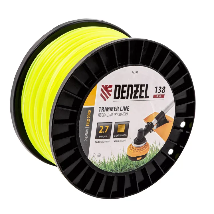 Леска для триммера квадрат Denzel, 2,7м х 138м, на DIN катушке FLEX CORD, 96293 купить в Ноябрьске