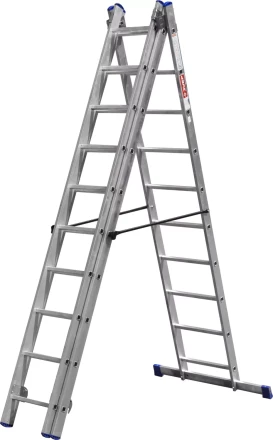 Лестница ЗУБР универсальная, трехсекционная со стабилизатором, 10 ступеней 38831-10 купить в Ноябрьске