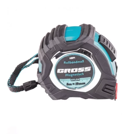 Рулетка Magnetisch 5 м х 19 мм обрезиненный корпус автоматическая фиксация Нейлоновое покрытиеытие зацеп с магнитом Gross 32571 купить в Ноябрьске