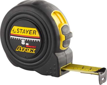 Рулетка STAYER &quot;PROFI&quot; &quot;AREX&quot;, двухкомпонентный противоударный корпус, упрочненное полотно, 8м/25мм 3410-08_z01 купить в Ноябрьске