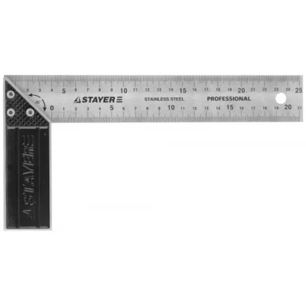 Угольник STAYER &quot;PROFI&quot; столярный, гравированная шкала, нержавеющее полотно 37мм, 250мм 3431-25_z01 купить в Ноябрьске