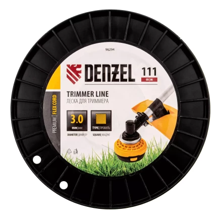 Леска для триммера квадрат Denzel, 3,0мм х 111м, на DIN катушке FLEX CORD, 96294 купить в Ноябрьске