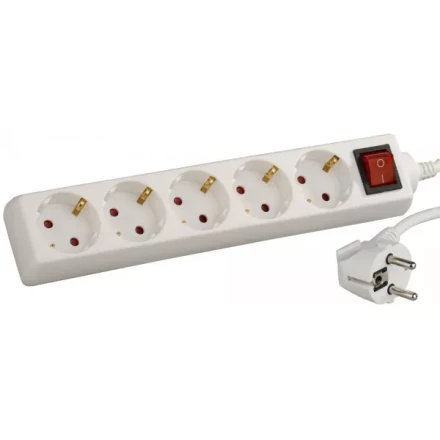 Удлинитель СВЕТОЗАР электрический с заземлением и выключателем, с защитными шторками, евро, 5 гнезд,2м SV-55055-2 купить в Ноябрьске