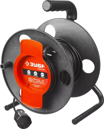Удлинитель ЗУБР &quot;МАСТЕР&quot; на катушке, ПВС 2х0,75кв мм, 1 гнездо, макс мощн 1300Вт, 20м 55075-20 купить в Ноябрьске