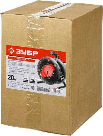 Удлинитель ЗУБР &quot;МАСТЕР&quot; на катушке, ПВС 2х0,75кв мм, 1 гнездо, макс мощн 1300Вт, 20м 55075-20 купить в Ноябрьске