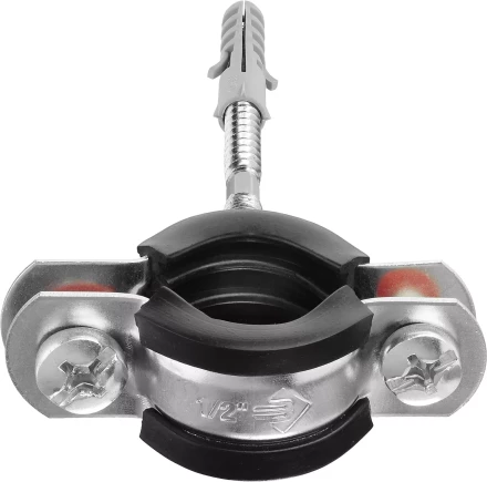 Хомут трубный с гайкой, оцинкованный, в комплекте с сантехнической шпилькой и дюбелем, 1/2&quot;, 1шт, ЗУБР Мастер 37866-20-24 37866-20-24_z01 купить в Ноябрьске