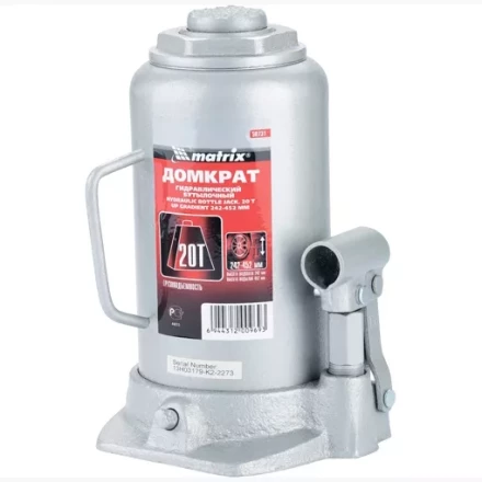 Домкрат гидравлический бутылочный 20 т h подъема 242–452 мм  MATRIX MASTER 50731 купить в Ноябрьске