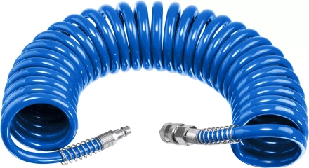 ЗУБР 10 м, 6 х 8 мм, 15 бар, воздушный спиральный шланг с фитингами рапид, Профессионал (6473-10) купить в Ноябрьске