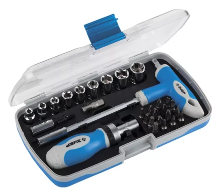 Набор ЗУБР Отвертка &quot;ЭКСПЕРТ&quot; реверс. с насадками, 2-хкомп.ручка,битодерж. с Т-образ.ручкой, в пласт. боксе, 29пред. 25285-H29 купить в Ноябрьске