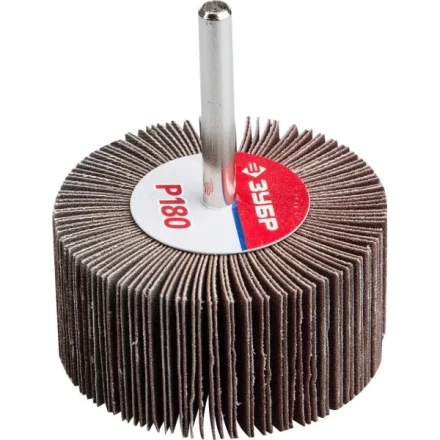 Круг шлифовальный ЗУБР &quot;МАСТЕР&quot; веерный лепестковый, на шпильке, тип КЛО, зерно-электрокорунд нормальный, P180, 30х60мм 36602-180 купить в Ноябрьске