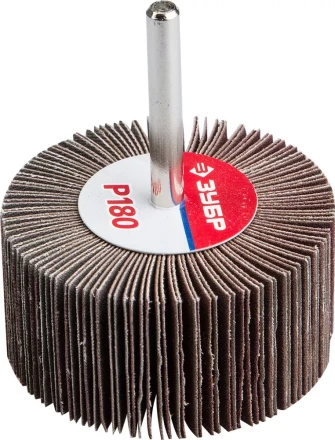 Круг шлифовальный ЗУБР &quot;МАСТЕР&quot; веерный лепестковый, на шпильке, тип КЛО, зерно-электрокорунд нормальный, P180, 30х60мм 36602-180 купить в Ноябрьске