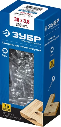 ЗУБР 38 х 3.8 мм, частая резьба, ТХ20, цинк, 300 шт, саморез для глухих отверстий, Профессионал (30082-38-038) купить в Ноябрьске