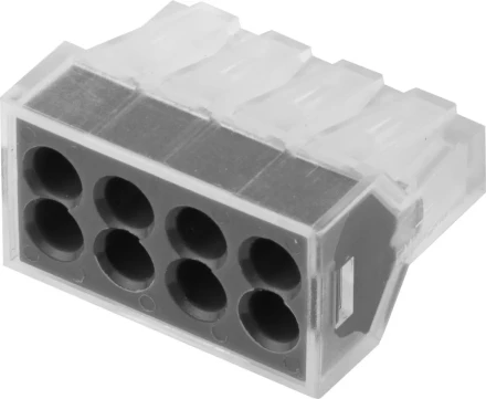 Клемма СВЕТОЗАР соединительная, 8-и проводная, 400В, 24А, 0,75-2,5мм2, 2шт 49170-8 купить в Ноябрьске