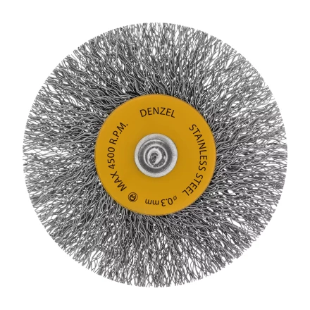 Набор щеток для дрели, 5 Плоских 25-38-50-63-75 мм, шпилька, нерж. вит. проволока Denzel 74495 купить в Ноябрьске