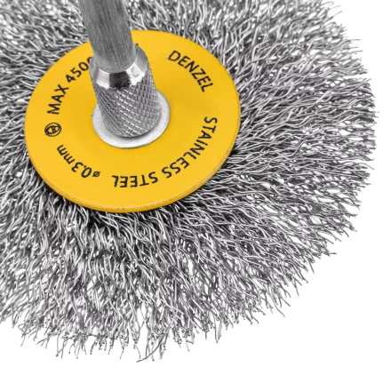 Набор щеток для дрели, 5 Плоских 25-38-50-63-75 мм, шпилька, нерж. вит. проволока Denzel 74495 купить в Ноябрьске