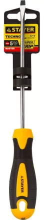 Отвертка STAYER &quot;MASTER&quot; &quot;ТECHNO&quot;, двухкомпонентная рукоятка, магнитный наконечник, Cr-V, SL5,0x150мм 2507-05-15_z02 купить в Ноябрьске