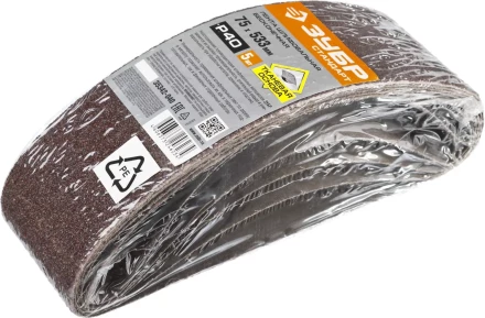 ЗУБР 75х457 мм, P40, лента шлифовальная СТАНДАРТ, для ЛШМ, 5 шт. (35342-040) купить в Ноябрьске