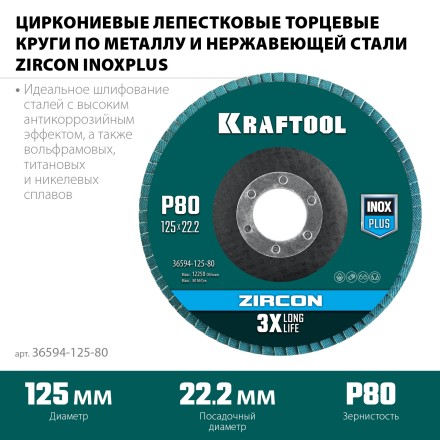 Круги лепестковые циркониевые торцевые 36594-125-80 купить в Ноябрьске