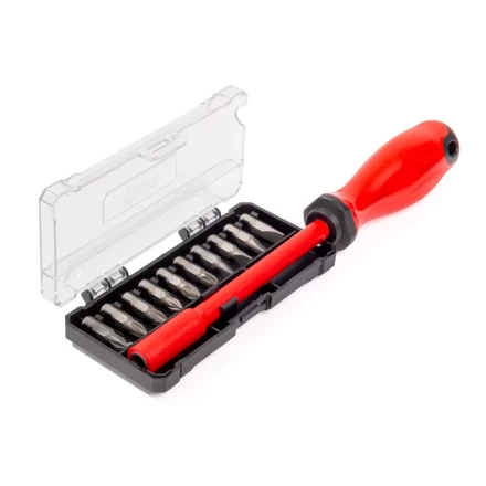 Диэлектрическая отвертка КВТ VDE НИО-2210 со сменными битами S2, профиль SL, PH, PZ, 10 шт. (88928) купить в Ноябрьске