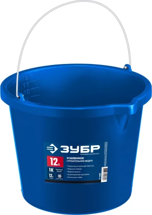 ЗУБР 12 л, первичный высокопрочный пластик, с носиком, усиленное строительное ведро, Профессионал (06091-12) купить в Ноябрьске