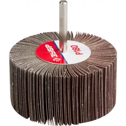 Круг шлифовальный ЗУБР &quot;МАСТЕР&quot; веерный лепестковый, на шпильке, тип КЛО, зерно-электрокорунд нормальный, P180, 40х80мм 36604-180 купить в Ноябрьске