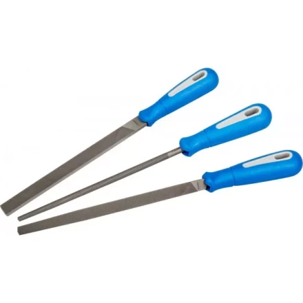 Набор ЗУБР: Напильники &quot;ПРОФЕССИОНАЛ&quot; с двухкомпонентной ручкой, плоский, трехгранный, круглый, №2, 200мм 16550-20-H3 купить в Ноябрьске