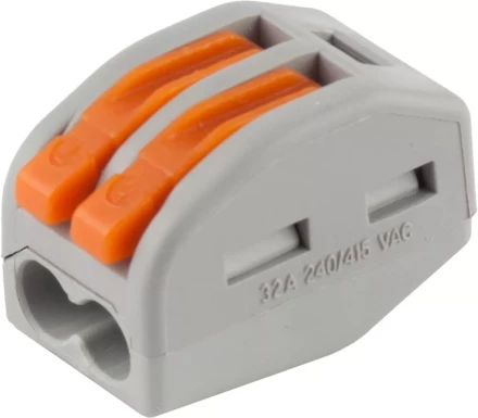 Клемма СВЕТОЗАР соединительная, разъемная, 2-х проводная, 400В, 32А, 0,5-2,5мм2/0,5-4мм2, 2шт 49190-2 купить в Ноябрьске