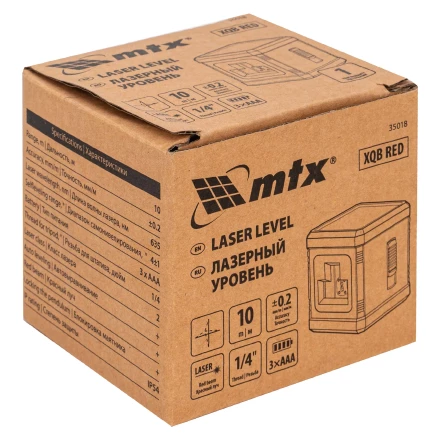 Лазерный уровень MTX XQB RED Basic SET, 10 м, красный луч, батарейки, резьба 1/4&quot; 35018 купить в Ноябрьске