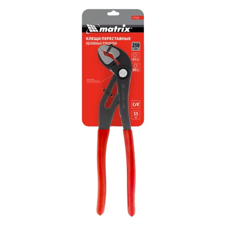 Клещи переставные 250 мм Matrix, кнопочный механизм, хром-ванадий, обливные рукоятки 17926 купить в Ноябрьске