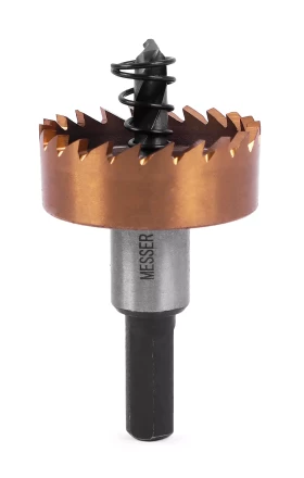 HSS-TiN коронка MESSER 35мм с центр. сверлом и толкающей пружиной для  лист. материала  до 2 мм ц/х купить в Ноябрьске
