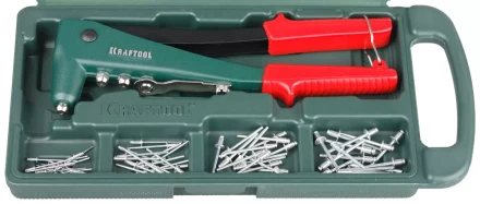 Заклепочник, KRAFTOOL &quot;NX-3&quot; 31170-H6, литой корпус, d=2,4-4,8 мм - Al и сталь; d=2,4-4,0 - нерж сталь, в боксе, с набором заклепок 31170-H6 купить в Ноябрьске