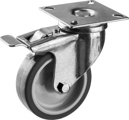 Колеса поворотные с тормозом из термопластичной резины с полипропиленовым диском серия ПРОФЕССИОНАЛ купить в Ноябрьске