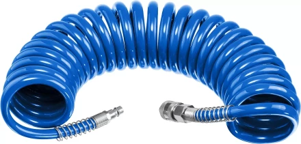 ЗУБР 5 м, 8 х 12 мм, 15 бар, воздушный спиральный шланг с фитингами рапид, Профессионал (6472-05) купить в Ноябрьске