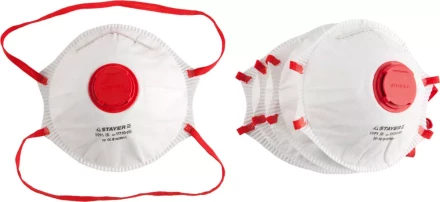 Полумаска фильтрующая STAYER &quot;PROFI&quot; коническая, с клапаном, многослойная, класс защиты FFP1, 5шт 11110-H5 купить в Ноябрьске