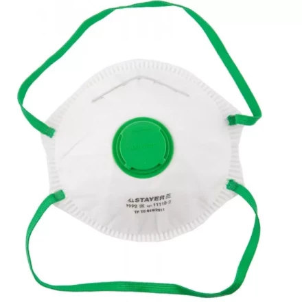 Полумаска фильтрующая STAYER &quot;PROFI&quot; коническая, с клапаном, многослойная, класс защиты FFP2 11110-2 купить в Ноябрьске