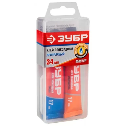 Клей ЗУБР эпоксидный, в тюбиках, в пластиковой коробке, 17мл+17мл 41949 купить в Ноябрьске